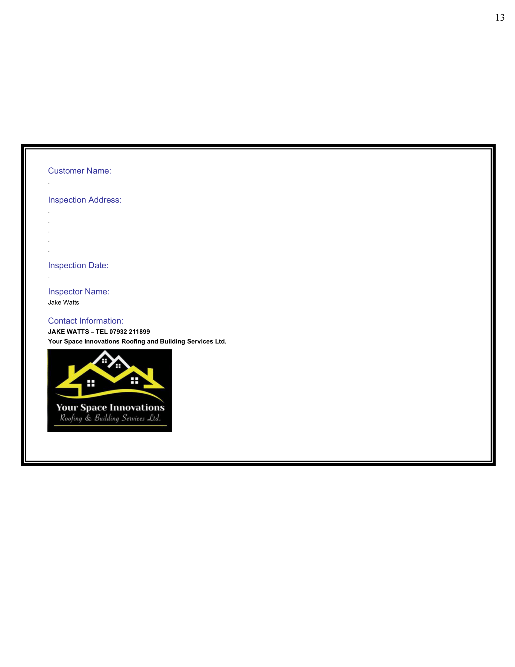 Inspection Report estate agent version BEST-13